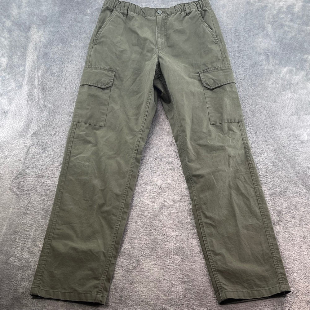 Free Assembly Mens Olive Green Cargo Pants Straight Leg Cotton Size Small